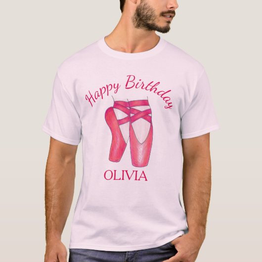 Ballet Schoenen Ballerina Dans Gelukkig Verjaardag T-shirt (Voorkant)