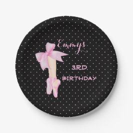 Ballet Schoenen Ballerina Roze & Zwarte Stippen Papieren Bordje