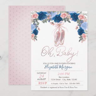Ballet Schoenen Stippen Bloemen Baby Shower Kaart