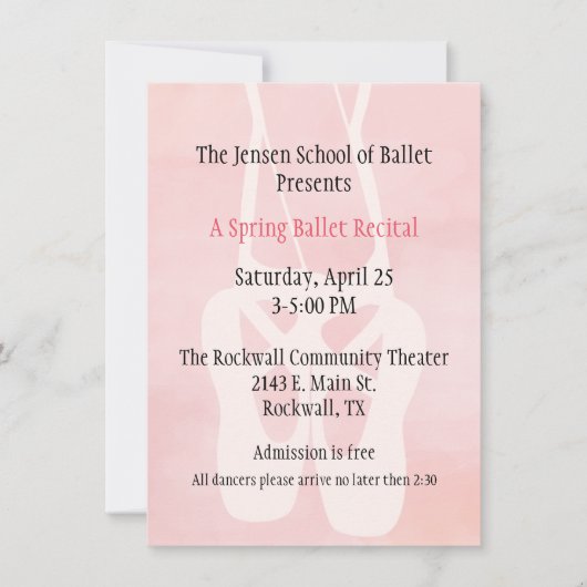 Ballet School Dance - Uitnodiging tot overweging (Voorkant)