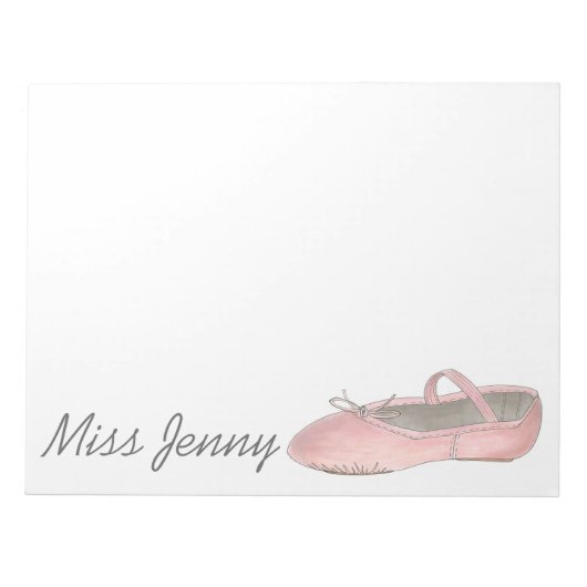 Ballet Shoe Personalized Dance Teacher Notitieblok (Voorkant)