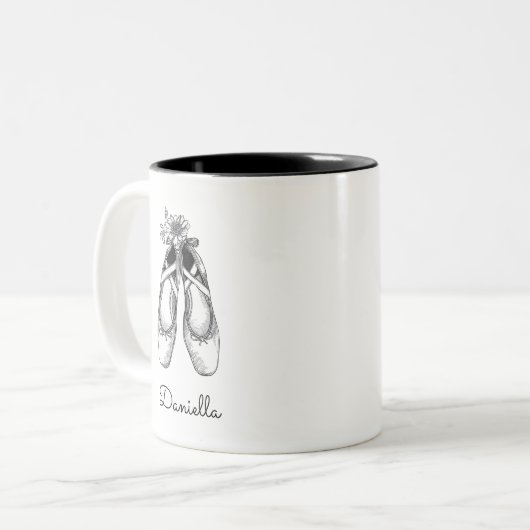 Ballet Shoes Hand Drawn  Tweekleurige Koffiemok (Voorkant links)