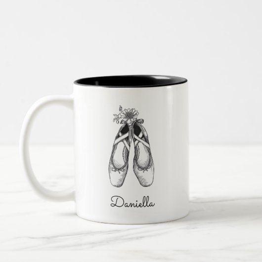Ballet Shoes Hand Drawn  Tweekleurige Koffiemok (Links)