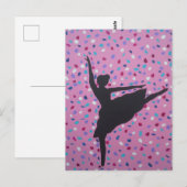 Ballet Silhouette op Roze Briefkaart (Voorkant / Achterkant)
