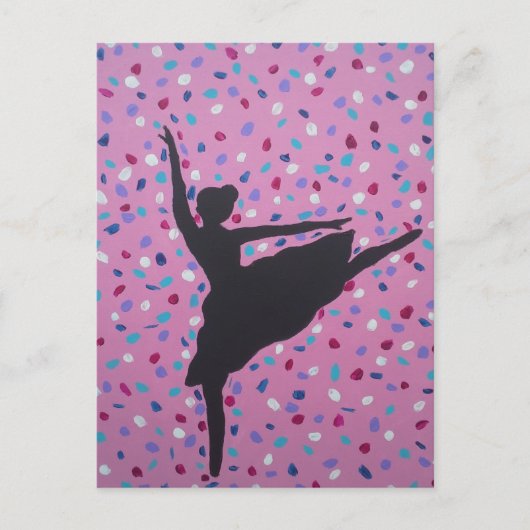 Ballet Silhouette op Roze Briefkaart (Voorkant)