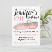 Ballet Slipper Dans Schoen Verjaardagsfeestje Over Kaart (Staand voorkant)