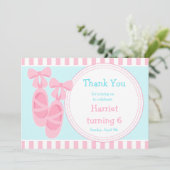 Ballet Slippers Ballerina Birthday Party Bedankkaart (Staand voorkant)