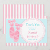 Ballet Slippers Ballerina Birthday Party Bedankkaart (Voorkant / Achterkant)