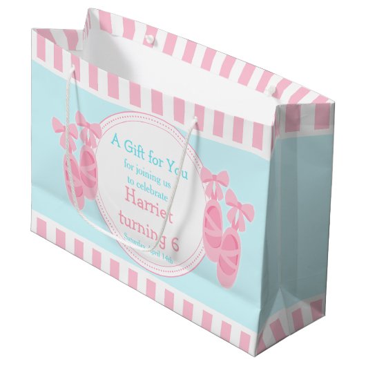 Ballet Slippers Ballerina Birthday Party Groot Cadeauzakje (Voorkant Gekanteld)