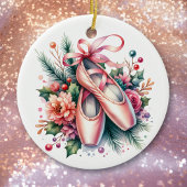 Ballet Slippers, Bloemen Gepersonaliseerde Kerst Keramisch Ornament