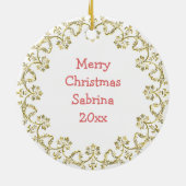 Ballet Slippers, Bloemen Gepersonaliseerde Kerst Keramisch Ornament (Achterkant)