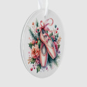Ballet Slippers, Bloemen Gepersonaliseerde Kerst Ornament (voorkant)