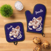 Ballet Slippers met Lint & pioen Versieringen Ovenwant & Pannenlap Set (Top down)