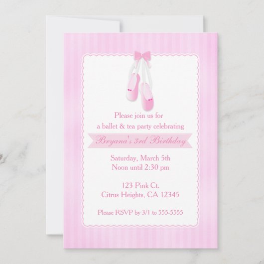 Ballet Slippers Roze Ballet Feest Uitnodigingen (Voorkant)