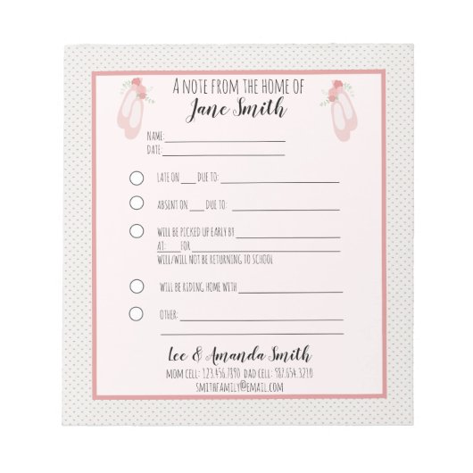 Ballet Slippers School Note 1 Notitieblok (Voorkant)