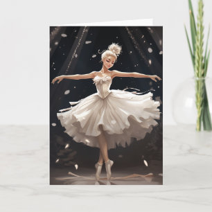 Ballet Sneeuwkoningin Sneeuwvlok Ballerina Kerstmi Feestdagen Kaart