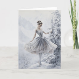 Ballet Sneeuwkoningin Sneeuwvlok Ballerina Kerstmi Feestdagen Kaart