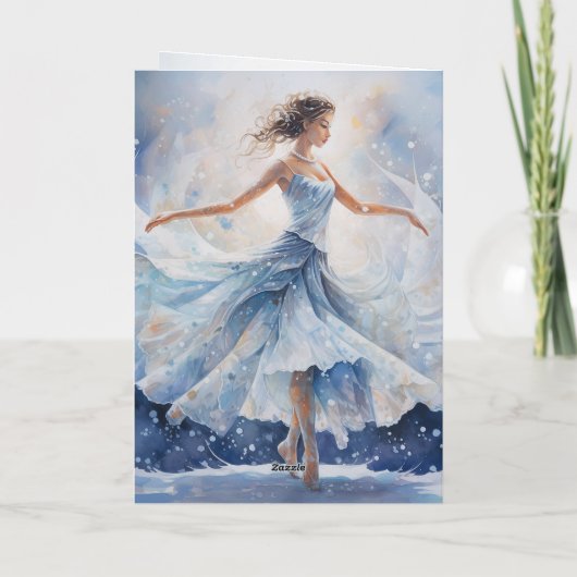 Ballet Sneeuwkoningin Sneeuwvlok Ballerina Kerstmi Feestdagen Kaart (Achterkant)