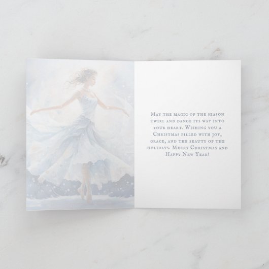 Ballet Sneeuwkoningin Sneeuwvlok Ballerina Kerstmi Feestdagen Kaart (Binnen)