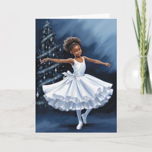 Ballet Sneeuwkoningin Sneeuwvlok Ballerina Kerstmi Feestdagen Kaart (Voorkant)