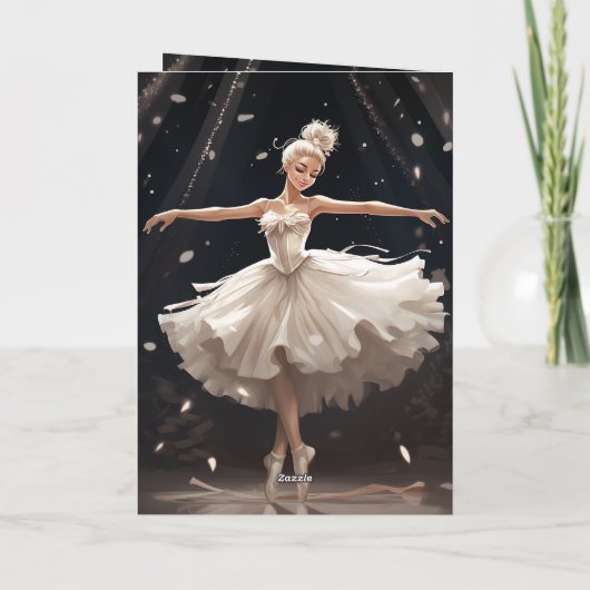 Ballet Sneeuwkoningin Sneeuwvlok Balletdanseres Ke Feestdagen Kaart (Achterkant)