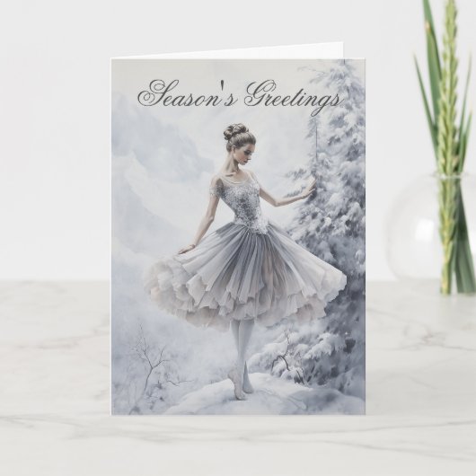 Ballet Sneeuwkoningin Sneeuwvlokje Ballerina Kerst Feestdagen Kaart (Voorkant)