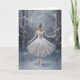 Ballet Sneeuwkoningin Sneeuwvlokje Ballerina Kerst Feestdagen Kaart