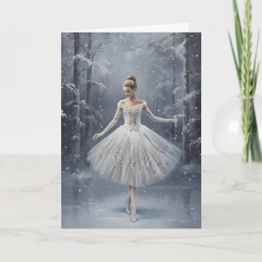 Ballet Sneeuwkoningin Sneeuwvlokje Ballerina Kerst Feestdagen Kaart (Voorkant)