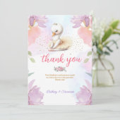 Ballet Swan Baby Meisje Douche Bedankkaart (Staand voorkant)