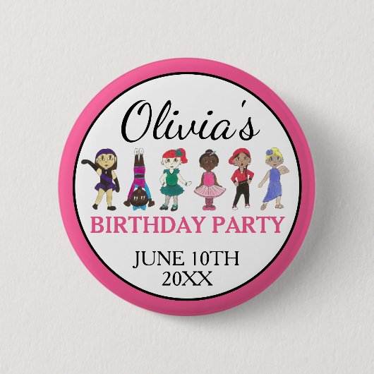 Ballet Tap Jazz Acro Lyrical Dancer Verjaardagsfee Ronde Button 5,7 Cm (Voorkant)