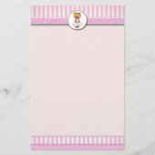Ballet Teddy Bear Pink Snoep Stripe Letterhead A4 Briefpapier (Voorkant)
