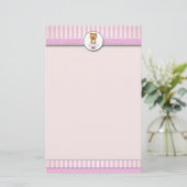 Ballet Teddy Bear Pink Snoep Stripe Letterhead A4 Briefpapier (Staand voorkant)