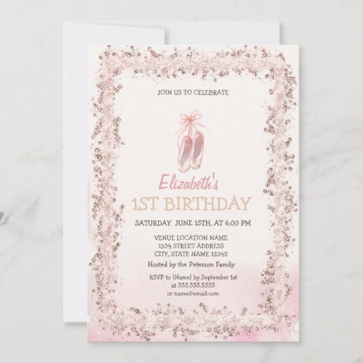 Ballet Teenschoenen Glitter Frame Verjaardag Kaart (Voorkant)