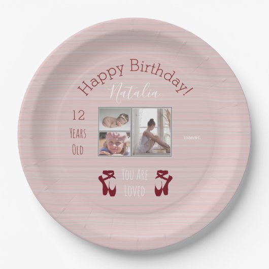 Ballet Theme Birthday Bord met foto's - Mauve (Voorkant)