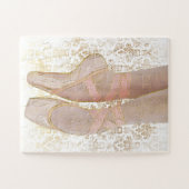 Ballet Toe Shoes Jigzaag Puzzle - Roze Gold White Legpuzzel (Horizontaal)