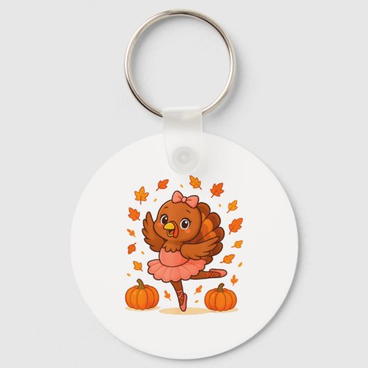 Ballet Turkey Pumpkin Autumn Ballerinas Dancing Th Sleutelhanger (Voorkant)