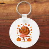 Ballet Turkey Pumpkin Autumn Ballerinas Dancing Th Sleutelhanger (Voorkant)