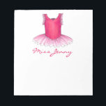 Ballet Tutu Personalized Dance Teacher Notitieblok<br><div class="desc">Het notitieblok bevat een originele afbeelding van een roze ballet. Je kunt je gewoon personaliseren met de naam van je favoriete dansleraar voor een cadeau van één soort!</div>