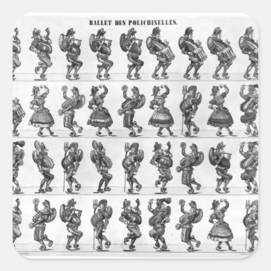 Ballet van de Polichinelles Vierkante Sticker (Voorkant)