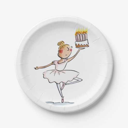 Ballet Verjaardag Papieren Bordje (Voorkant)
