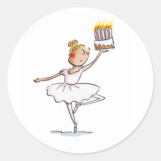 Ballet Verjaardag Ronde Sticker (Voorkant)