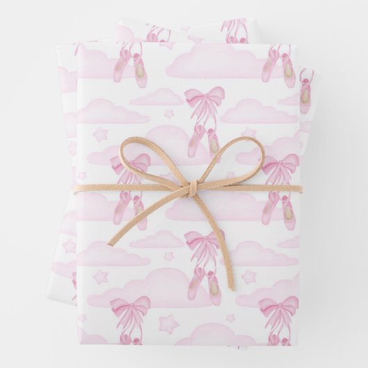 Ballet Verjaardagsfeest Baby shower Roze Ballerina Inpakpapier Vel (In situ)