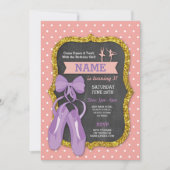 Ballet Verjaardagsfeest Ballerina Glitter Uitnodig Kaart (Voorkant)