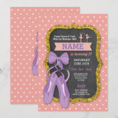 Ballet Verjaardagsfeest Ballerina Glitter Uitnodig Kaart (Voorkant / Achterkant)