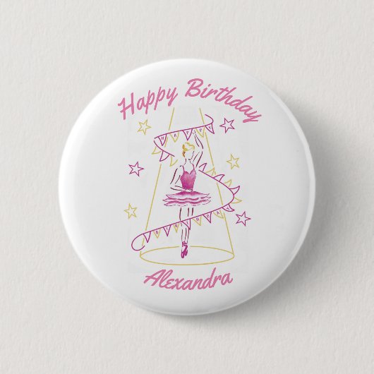 Ballet & Vlaggen Verjaardagsbadge Ronde Button 5,7 Cm (Voorkant)