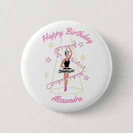 Ballet & Vlaggen Verjaardagsbadge (Zwart/Bruin) Ronde Button 5,7 Cm
