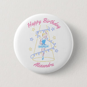 Ballet & Vlaggenlijn (Blauw) Verjaardagsbadge Ronde Button 5,7 Cm