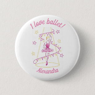 Ballet & Vlaggenlijn - Ik hou van Ballet badge Ronde Button 5,7 Cm