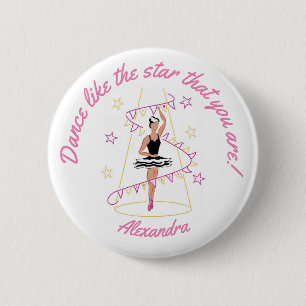 Ballet & Vlaggenlijn - Ik hou van ballet - Zwart/B Ronde Button 5,7 Cm