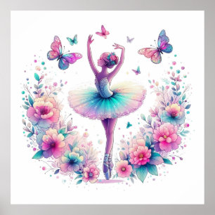 Ballet, Vlinders en Bloemen Poster